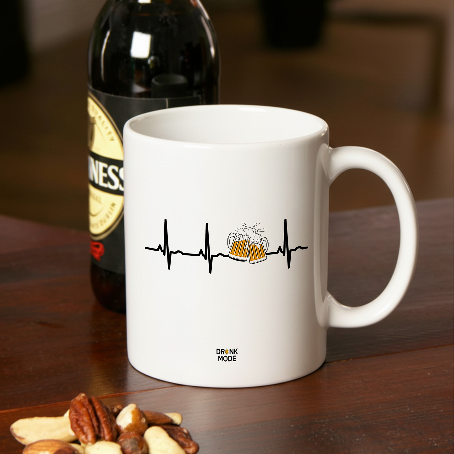マグカップ ビールイラスト ビールハートビート｜ビール好きにおすすめのおもしろ食器 プレゼントにも最適