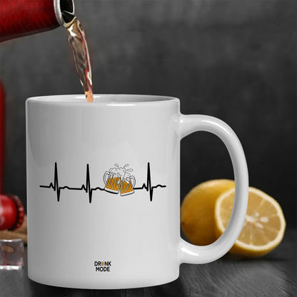 マグカップ ビールイラスト ビールハートビート｜ビール好きにおすすめのおもしろ食器 プレゼントにも最適