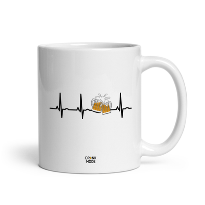 マグカップ ビールイラスト ビールハートビート｜ビール好きにおすすめのおもしろ食器 プレゼントにも最適