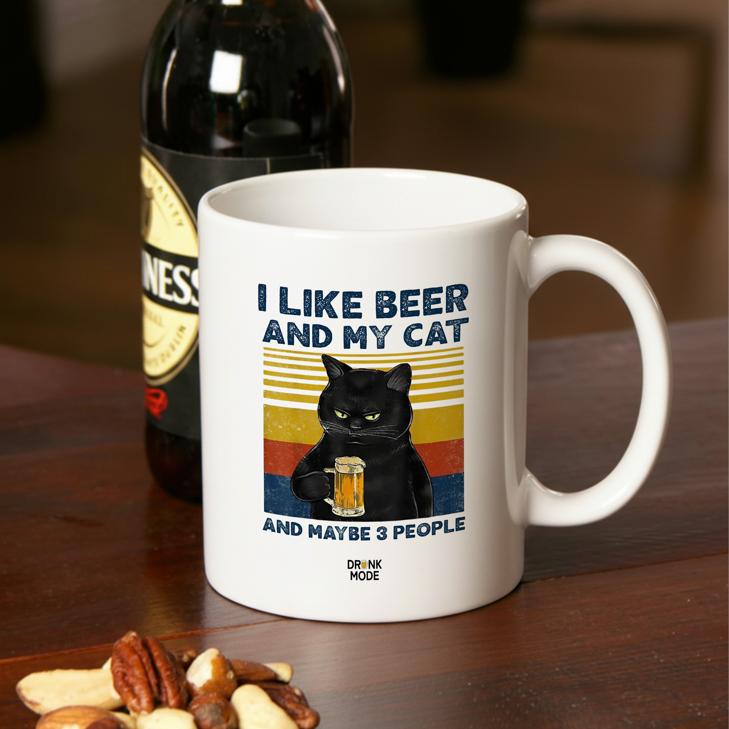 マグカップ ビールイラスト I Like Beer And My Cat ｜ビール好きにおすすめ プレゼントにも最適