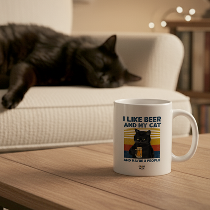 マグカップ ビールイラスト I Like Beer And My Cat ｜ビール好きにおすすめ プレゼントにも最適