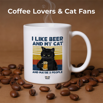 マグカップ ビールイラスト I Like Beer And My Cat ｜ビール好きにおすすめ プレゼントにも最適
