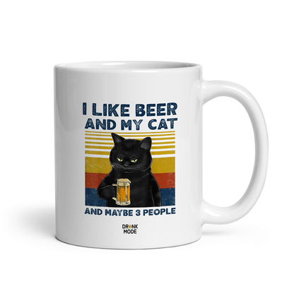 マグカップ ビールイラスト I Like Beer And My Cat ｜ビール好きにおすすめ プレゼントにも最適