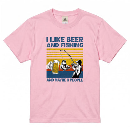 「I LIKE BEER AND FISHING」ビール＆釣り好き Tシャツ