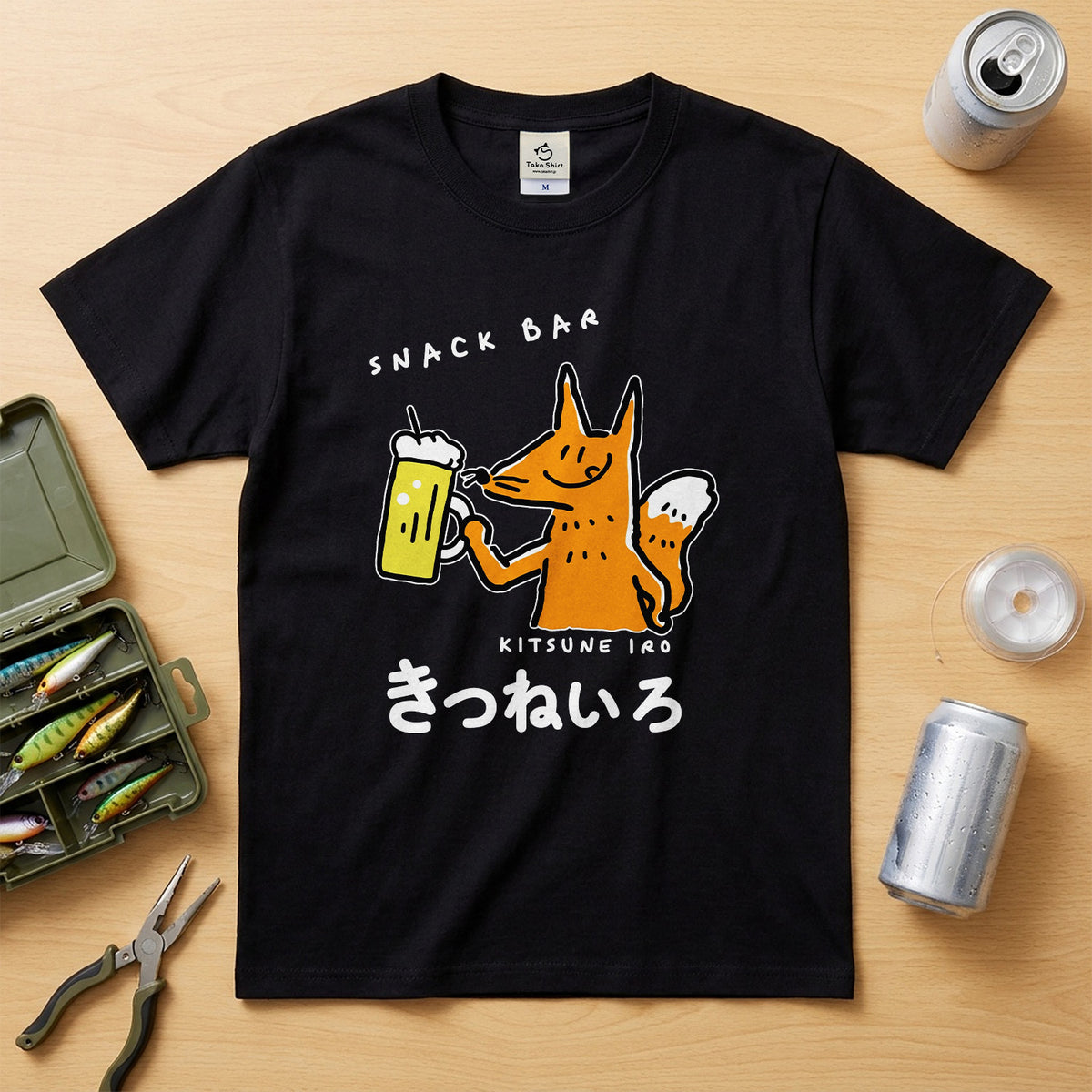 SNACK BAR KITSUNE IRO | 昭和レトロ風 スナックきつねいろ 面白Tシャツ【飲み会・イベントに最適】