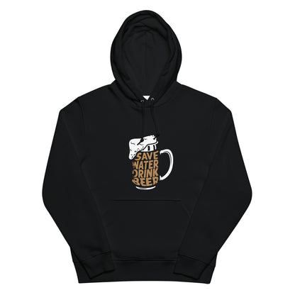 「Save Water Drink Beer - ビールは水分補給」誕生日プレゼントにも最適！居酒屋・飲み会で話題の面白パーカー｜日本酒・ビール・焼酎・ウイスキー好きにおすすめ