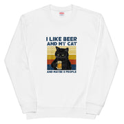 「I LIKE BEER AND MY CAT 」誕生日プレゼントにも最適！居酒屋・飲み会で話題の面白トレーナー｜日本酒・ビール・焼酎・ウイスキー好きにおすすめ