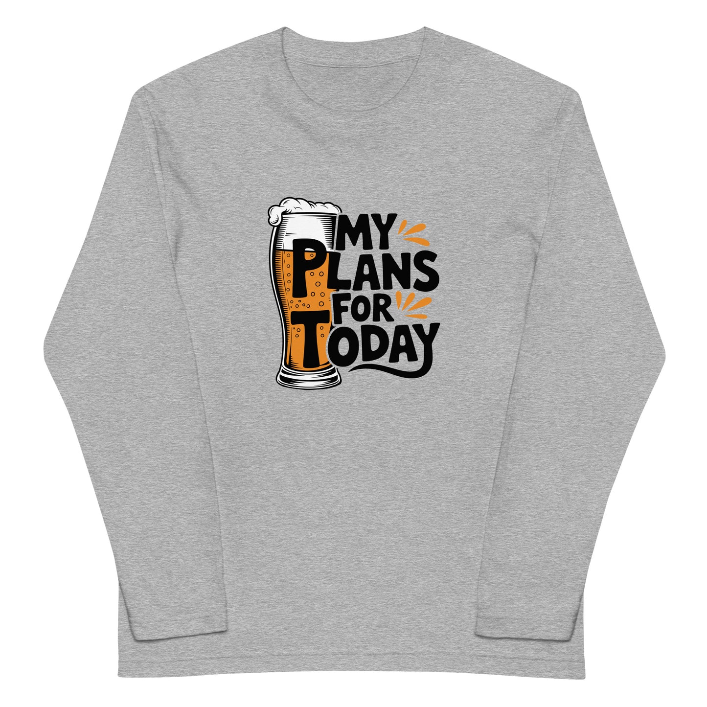 「MY PLAN FOR TODAY」誕生日プレゼントにも最適！居酒屋・飲み会で話題の面白長袖tシャツ｜日本酒・ビール・焼酎・ウイスキー好きにおすすめ