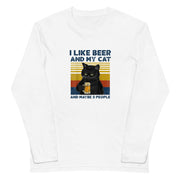 「I LIKE BEER AND MY CAT 」誕生日プレゼントにも最適！居酒屋・飲み会で話題の面白長袖tシャツ｜日本酒・ビール・焼酎・ウイスキー好きにおすすめ