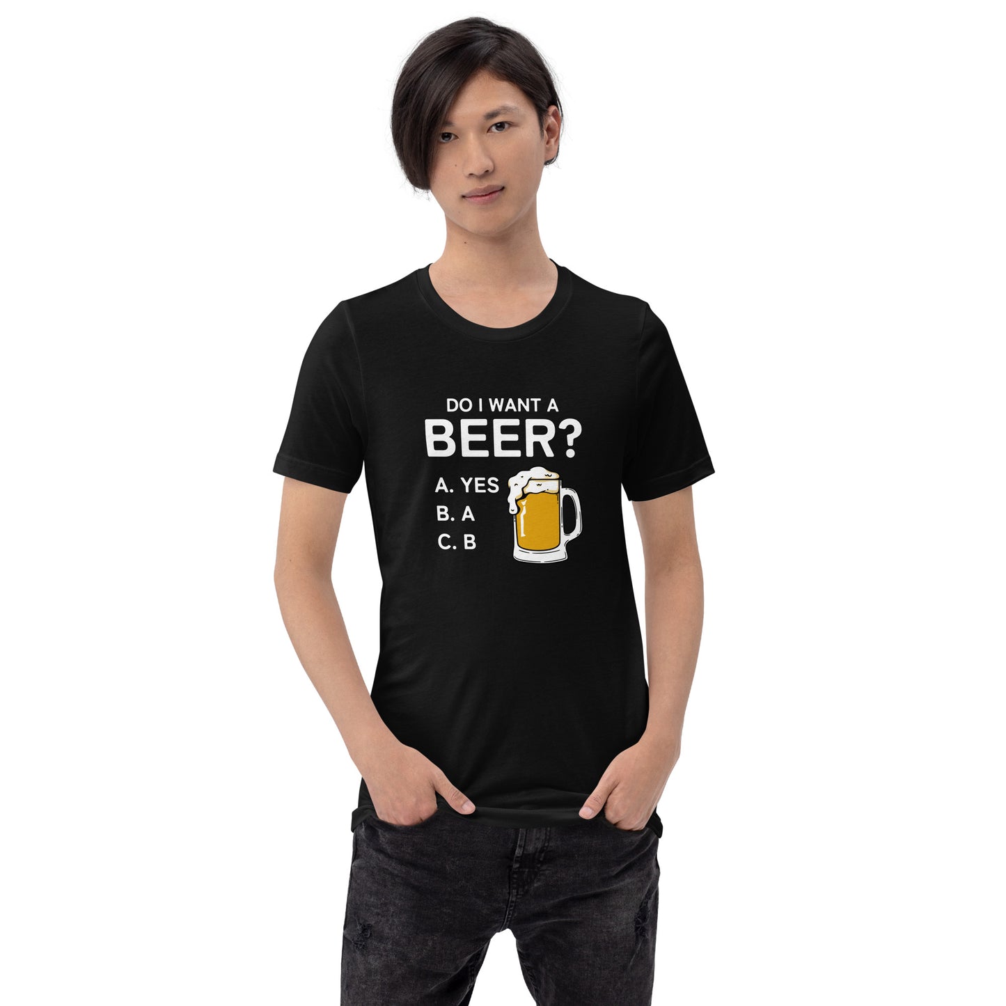 「Do i want a BEER?」誕生日プレゼントにも最適！居酒屋・飲み会で話題の面白tシャツ｜日本酒・ビール・焼酎・ウイスキー好きにおすすめ