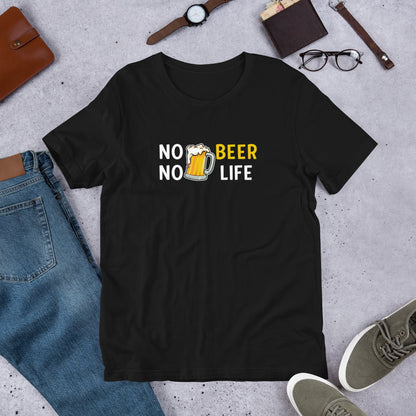 「 NO BEER NO LIFE 」誕生日プレゼントにも最適！居酒屋・飲み会で話題の面白tシャツ｜日本酒・ビール・焼酎・ウイスキー好きにおすすめ