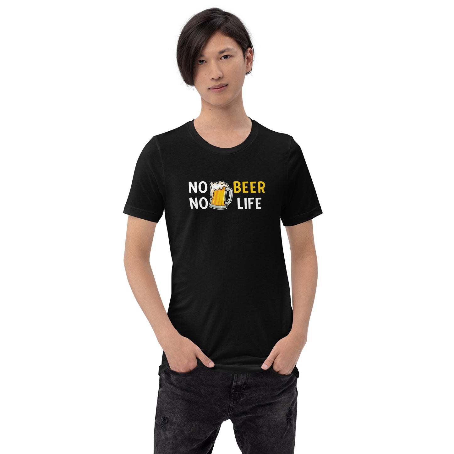「 NO BEER NO LIFE 」誕生日プレゼントにも最適！居酒屋・飲み会で話題の面白tシャツ｜日本酒・ビール・焼酎・ウイスキー好きにおすすめ